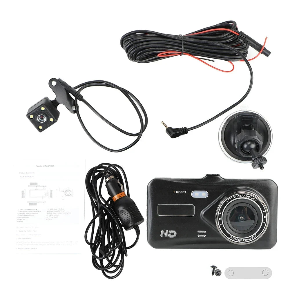 Car DVR Dual Lens DashCam 4" HD 1080P 32 GB Touch Screen Video Recorder