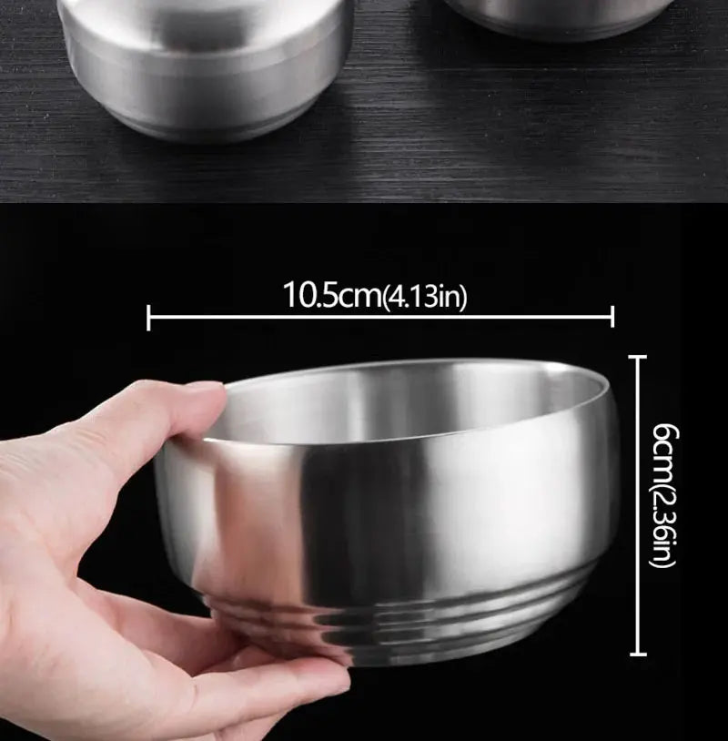 Stainless Steel Double Layer Rice Bowl With Lid Insulated