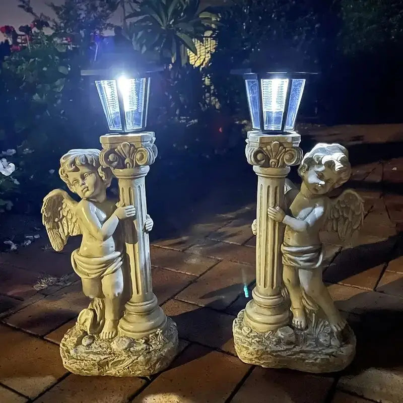 Solar Angel Light Statue 19.29 Inch Outdoor Garden Path Light Catholic Religious Decor Gift Idea