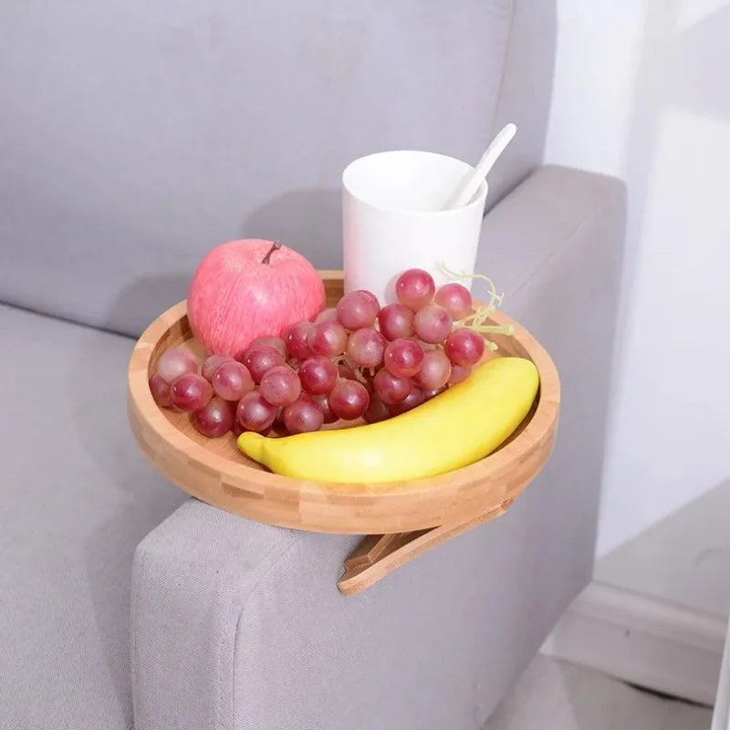 Bamboo Sofa Arm Tray Portable Couch Armrest Snack Holder