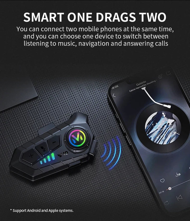 Bluetooth 5.3 Motorcycle Helmet Headset Y10 – Waterproof Hands-Free Call Music Speaker Universal Fit 2026