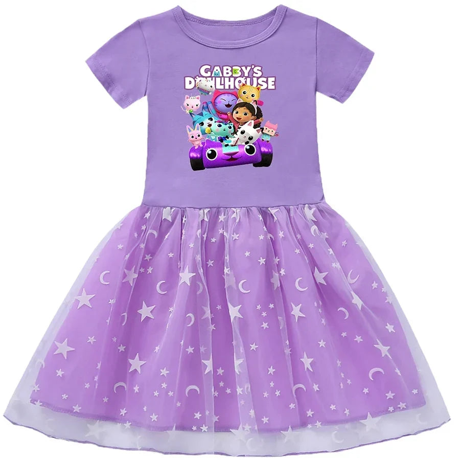Lightweight Girls’ Dress – Princess-Style, Flowy, Mid-Calf Length, Cotton, For Party Wear