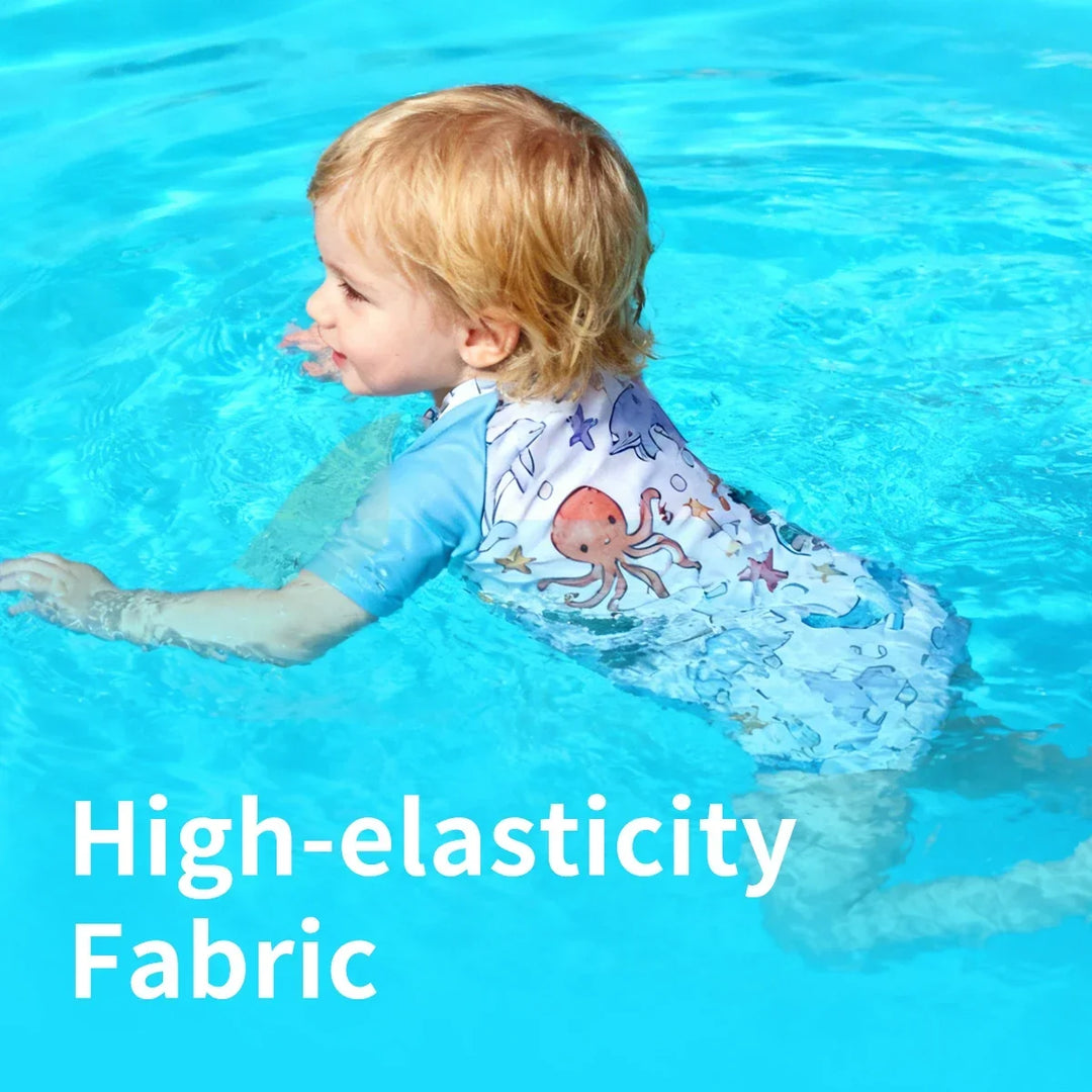 Lightweight durable unisex baby one-piece swimsuit - zip-front, polyester, for summer beach
