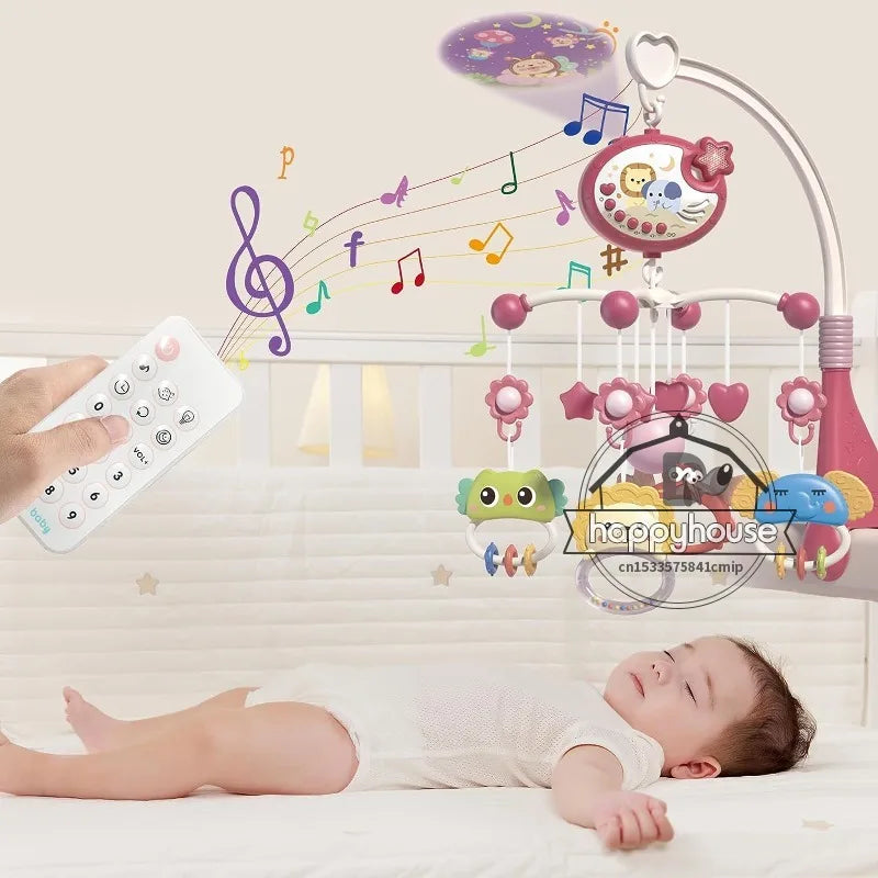 Crib Mobile Remote Music Light Newborn Sensory Toys