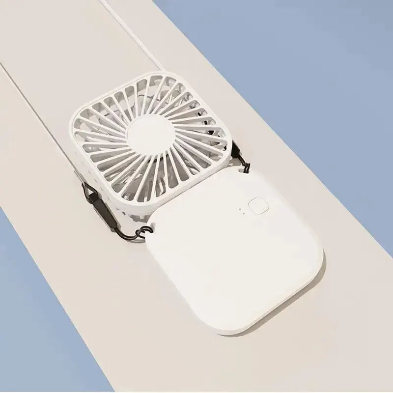 Mini Folding Hanging Neck Fan - 3 Speed USB Rechargeable Personal Fan for Travel and Indoor Use