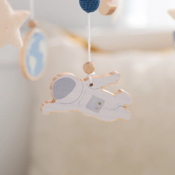 Wooden Rocket Crib Mobile Newborn Sensory Toys Soothing