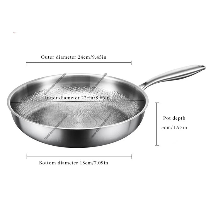 Titanium-Coated Stainless Steel Non-Stick Wok Pan – Gas and Induction Compatible Kitchen Cookware