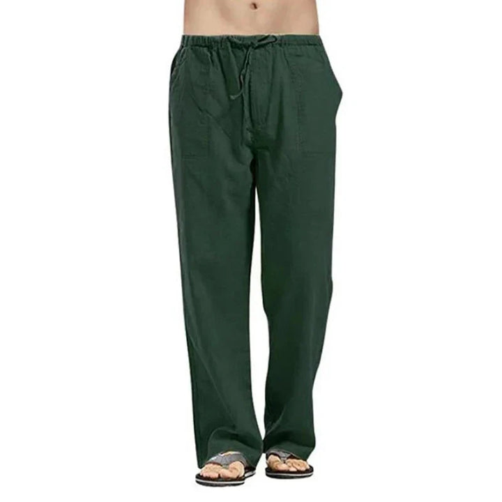 Solid color Multi-Pocket Linen Men Pants - Casual Breathable Summer Pant, Large Size