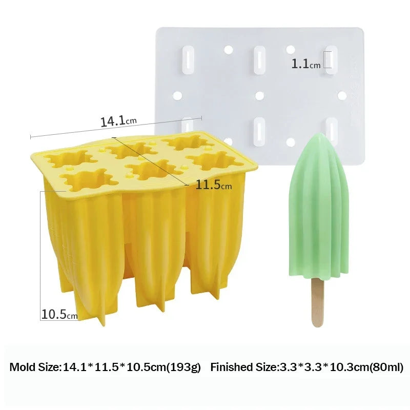 6-Hole Silicone Popsicle Molds for Homemade Ice Cream, Easy Release Ice Pop Maker with Cover and Sticks