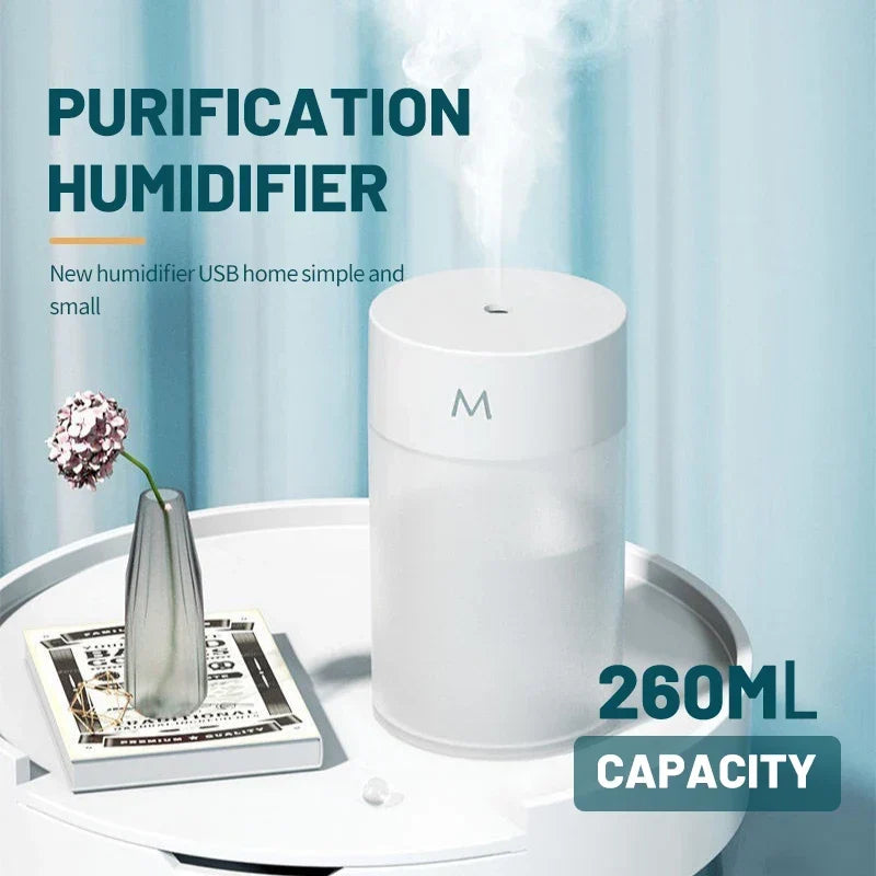 New Mini Fog Humidifier USB - Small Desktop Air Purifier with Large Capacity for Home and Travel