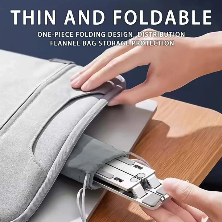 Portable Adjustable Aluminum Laptop Stand with Accessories - 6-Level Height, Anti-Slip Design, Enhanced Ventilation for 8-16" Laptops