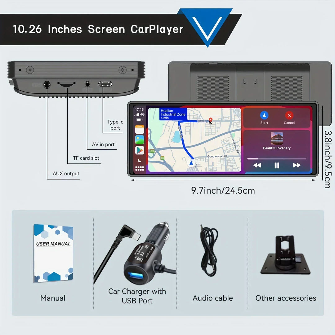 Car Stereo 10.26-Inch Universal Wireless CarPlay Android Auto Multimedia Player Fall 2025 Gift