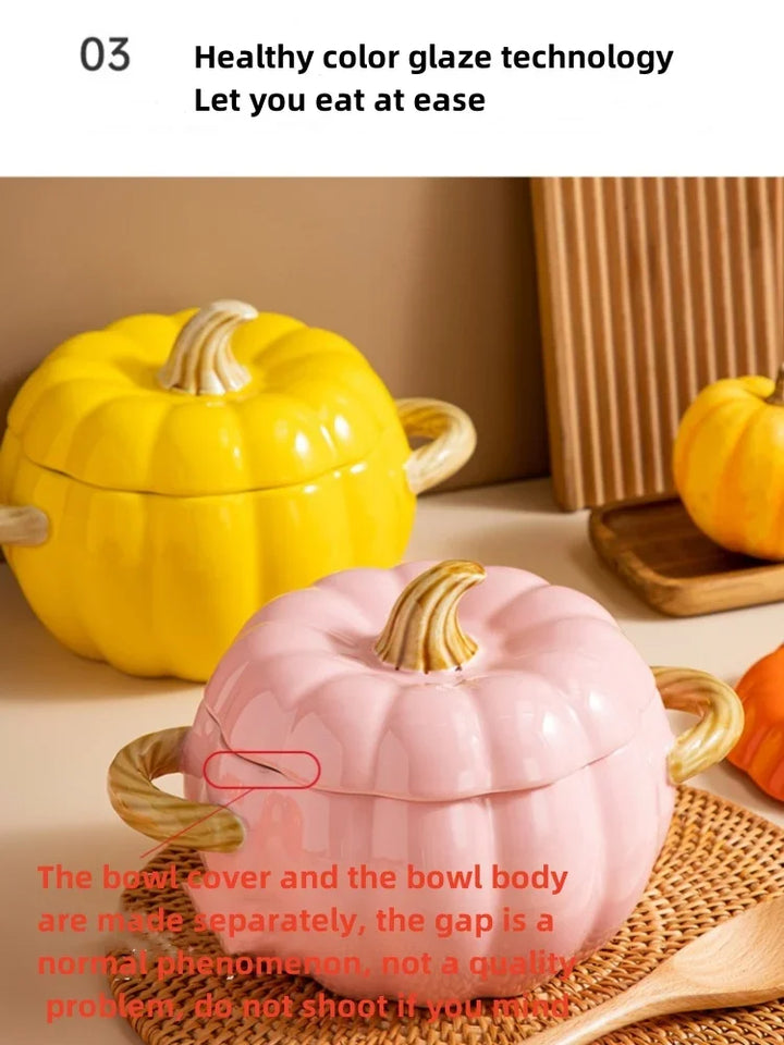 Pumpkin Soup Pot 1.4L Ceramic Bowl With Lid Halloween