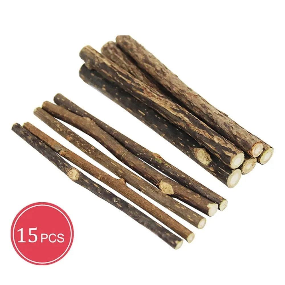 Natural Matatabi Cat Chew Sticks 15-Pack - Silvervine Catnip Dental Toy for Teeth Cleaning