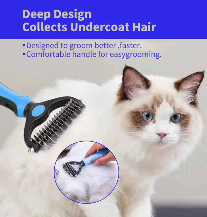 Pet Grooming Care Deshedding Brush for Dogs &amp; Cats - Fur Remover &amp; Knot Cutter Comb