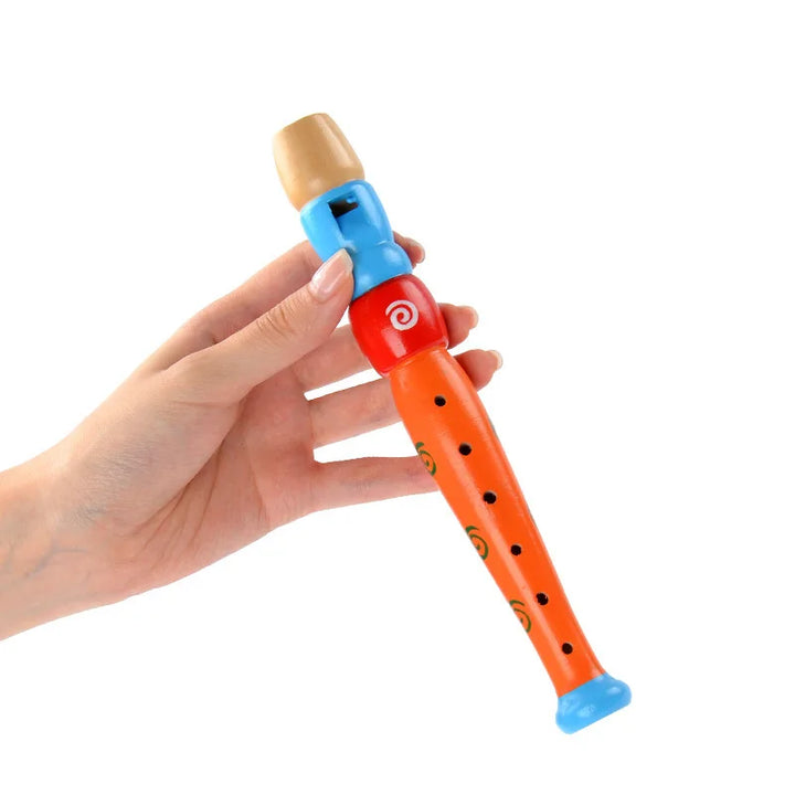 1Pc Wooden Cartoon Flute - 6-Hole Musical Toy for Kids