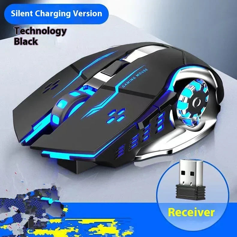 Wireless Rechargeable Gaming Mouse Bluetooth Silent Backlit