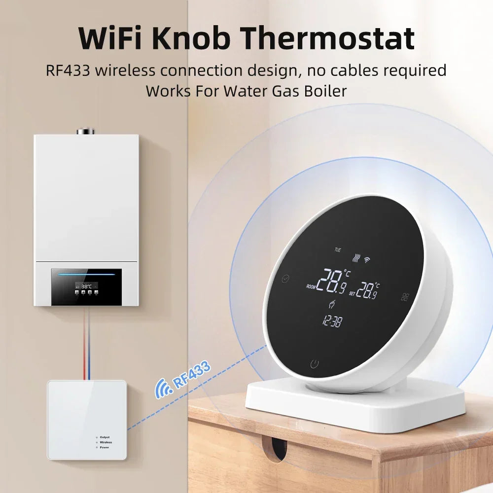 Smart Thermostat WiFi Temperature Controller for Water and Gas Boilers Two Piece Voice Assistant Compatible Fall 2025