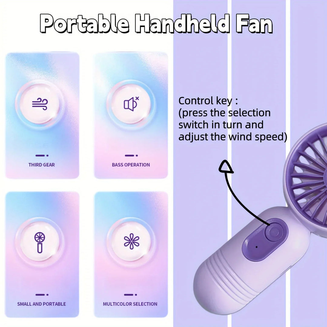Mini Portable Handheld Fan - USB Charging, 3-Speed Small Fan for Office, Outdoor Travel and Camping