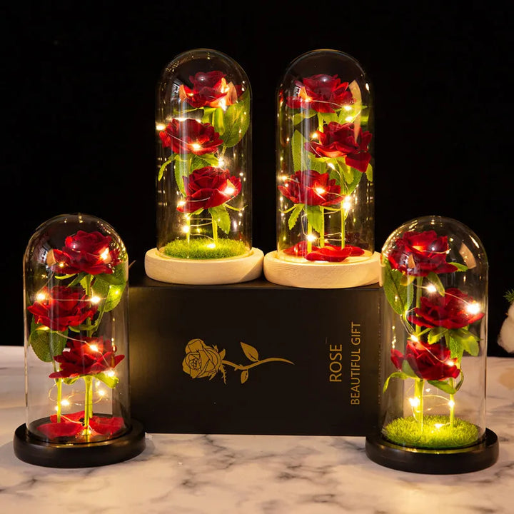 LED Rose Glass Cover Ornament - Romantic Valentine&