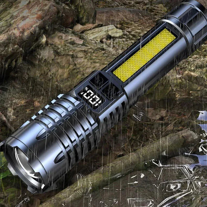 High Power LED Flashlight - TYPE-C Rechargeable Torch for Camping and Hiking, Waterproof with Side Light