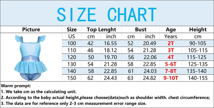 Quick-Dry Girls Two-Piece Swimsuit – Durable Princess Print, Cotton-Poly, For Beach and Pool