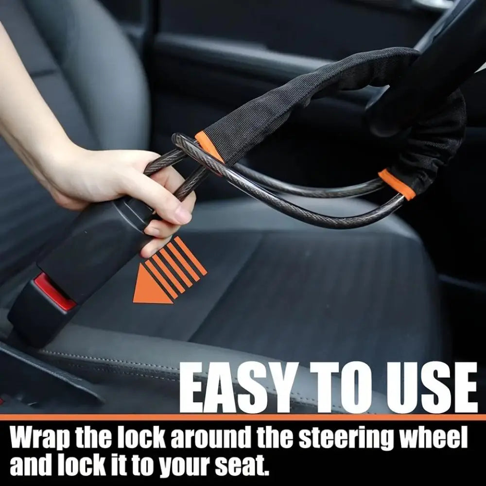 Universal Car Steering Wheel Lock with Seatbelt Buckle – 3-Key Anti-Theft Security Device 2026