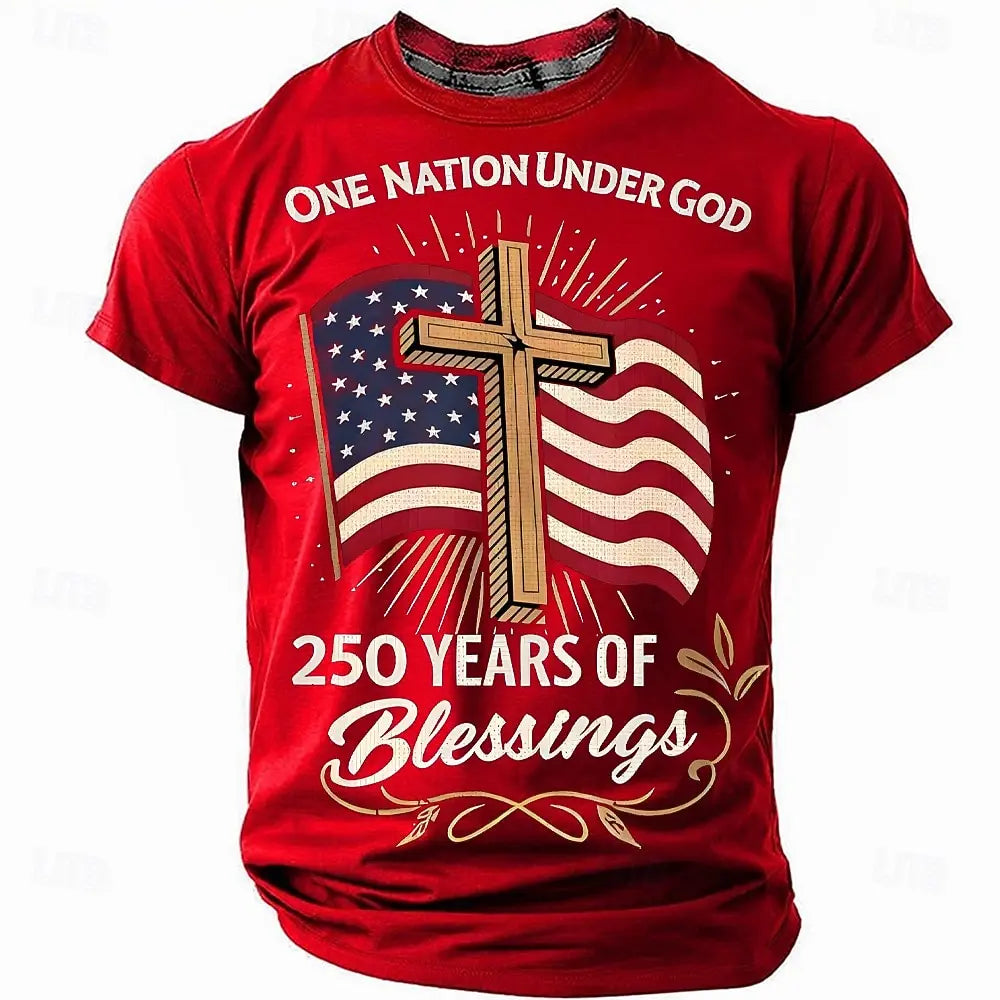 Soft unisex graphic tee - distressed flag print, 250-year design, durable cotton, casual everyday wear