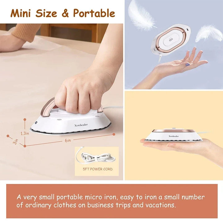 Mini Travel Iron for Clothes - Portable Electric Iron, Fast Heating 30s, Dual Voltage 220V