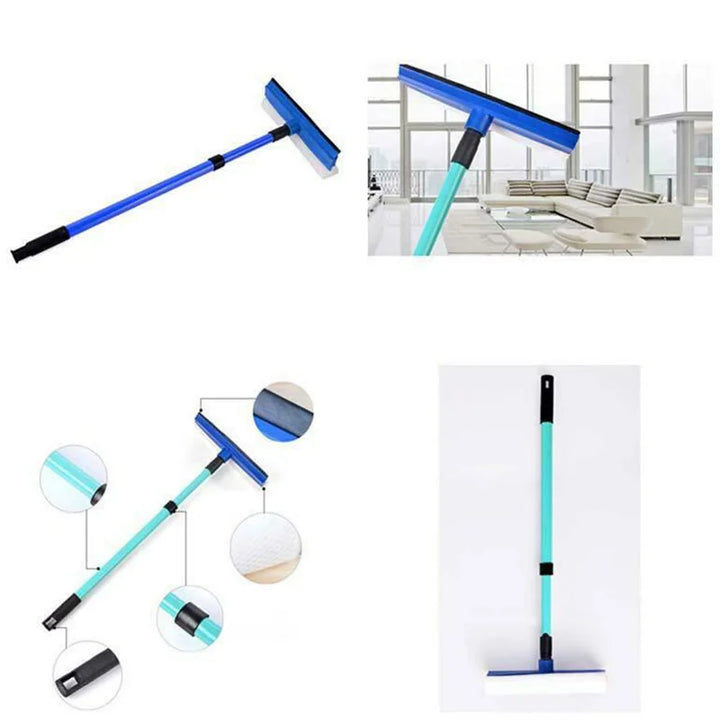 Telescopic Window Glass Cleaner with Long Handle Sponge Brush - Household Cleaning Tool