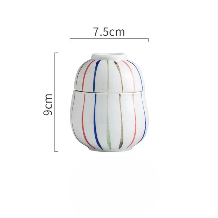 Hand Painted Japanese Ceramic Lidded Dessert Bowls Set