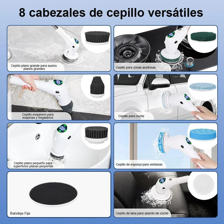 Wireless Rotatable Electric Cleaning Brush - 8 in 1 Household Cleaning Tool for Kitchen &amp; Bathroom