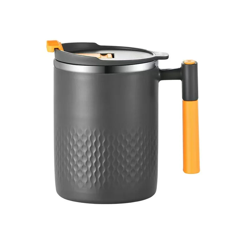 450ml Portable Stainless Steel Coffee Mug with Handle and Cover Leak-proof Design for Hot or Cold Drinks