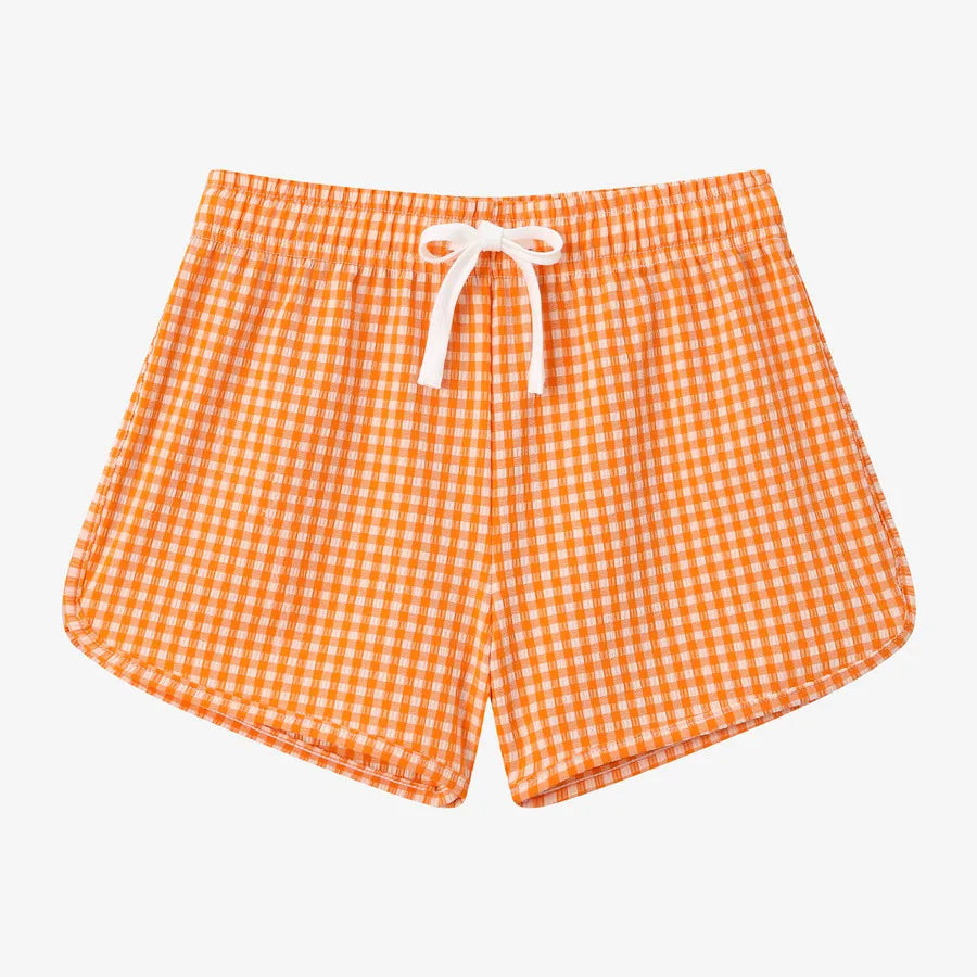 Quick-Dry Unisex Kids Swimsuit - One-Piece Gingham Plaid, Polyester, For Summer Vacation