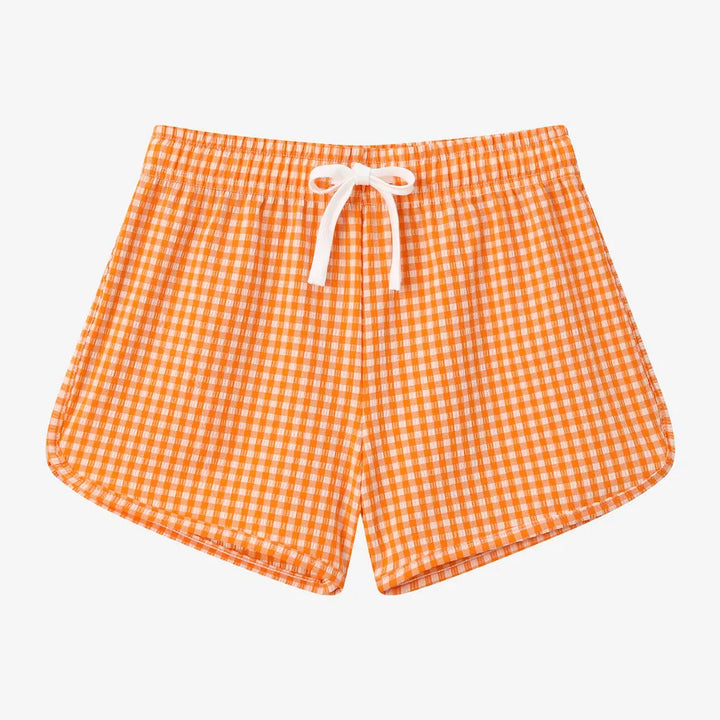 Quick-Dry Unisex Kids Swimsuit - One-Piece Gingham Plaid, Polyester, For Summer Vacation