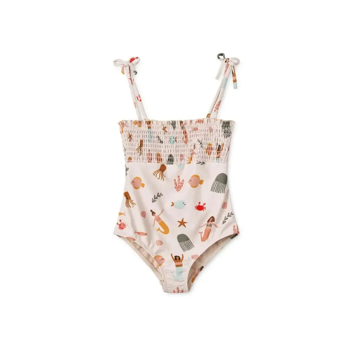 Quick-dry Kids’ Swimwear Set – Rash Guard &amp; Hat, Nylon, Cartoon Seagull Star Print, Beach Holidays