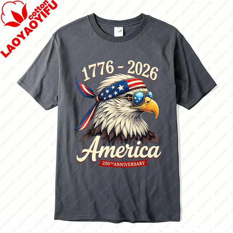 Soft Unisex Bald Eagle Graphic Tee - Short-Sleeve, Durable Cotton, For 250th Anniversary Independence Day Celebration