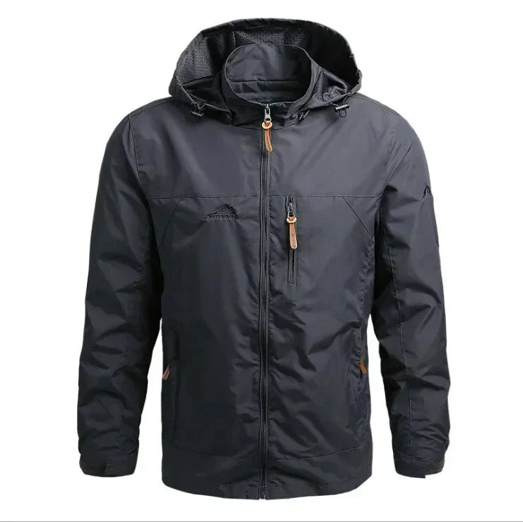 Waterproof Men Jacket – Hooded Windbreaker, Polyester, Autumn