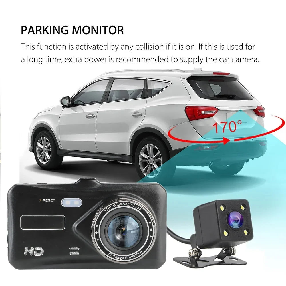 Car DVR Dual Lens DashCam 4" HD 1080P 32 GB Touch Screen Video Recorder
