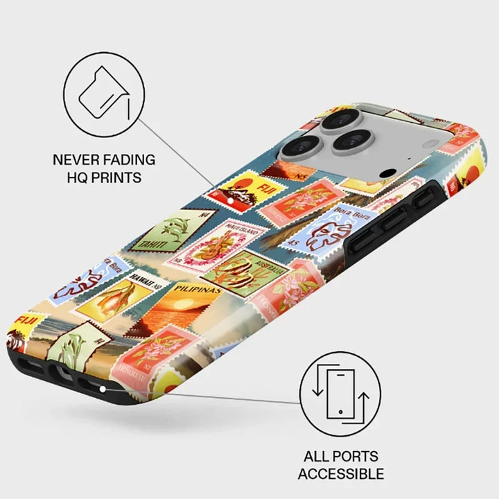 Tropical Ocean Double-Layer iPhone Case - PC TPU Cartoon Design Washable Cover for iPhone 11 to 17