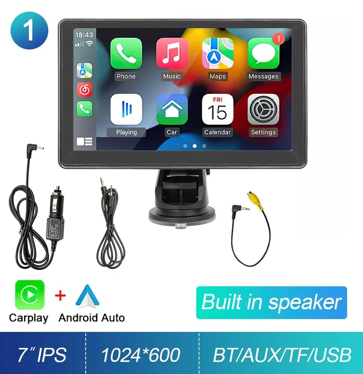 Car Stereo 7-Inch IPS Touchscreen With CarPlay Android Auto, GPS Navigation, WiFi, Rear View Camera