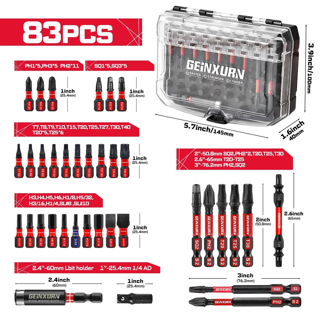 Impact Driver Bit Set 83-Piece S2 Steel Magnetic Bits With Socket Adapter Case Fall 2025 DIY Essential