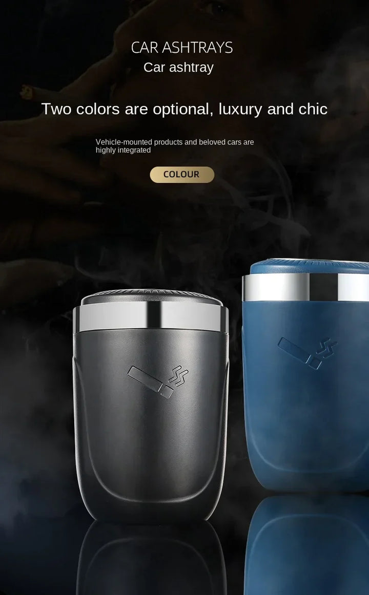 Car Ashtray One-Click Opening with LED Light - Splash Proof Alloy Liner, Automotive Interior Accessory Fall 2026 Gift