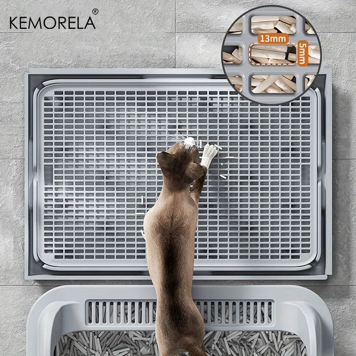 KEMORELA Extra Large Stainless Steel Cat Litter Box – Semi-Enclosed Leak-Proof High-Sided with Mat 2026