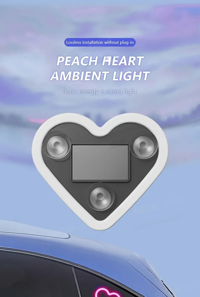 Car Window Neon Light Heart Shaped LED Interior Lamp TikTok Viral Fall 2026 Solar Powered Wiring Free