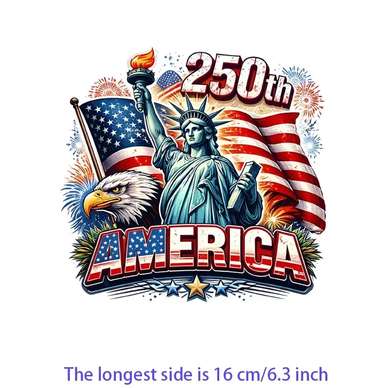 Iron On Patches USA Flag Bald Eagle Heat Transfer Set Patriotic 4th Of July DIY Clothing Decor 2026