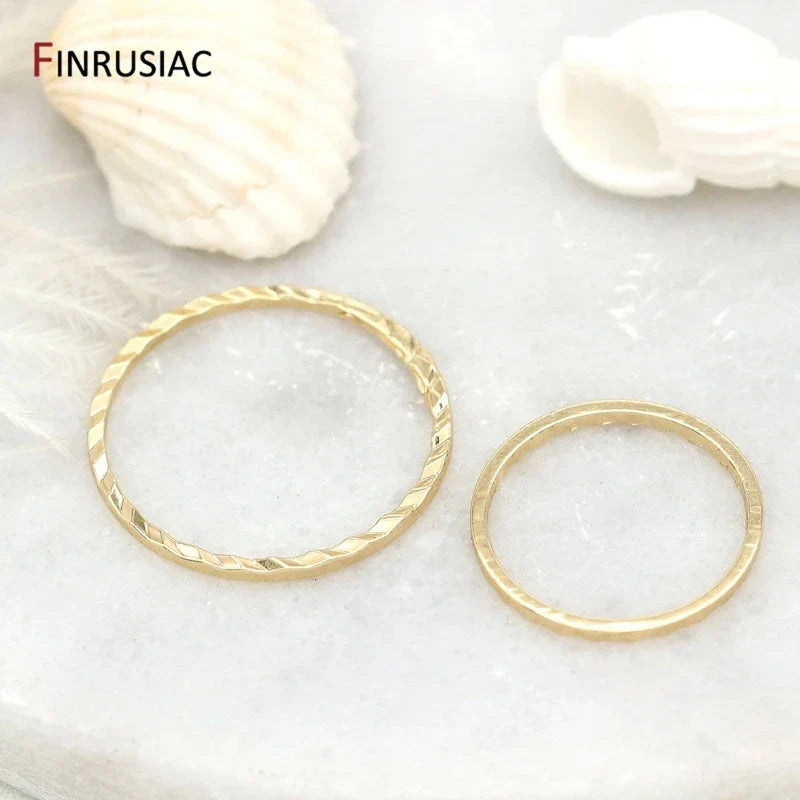 14K Gold Plated Brass jewelry Ring Connectors Pack 10Pc