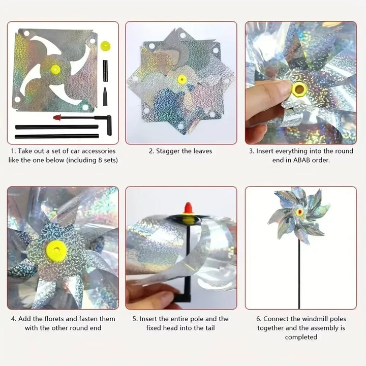 Bird Repeller Reflective Windmill Pinwheels 5 Pack Garden Deterrents For Yard And Orchard Backyard 2026 Eco-Friendly