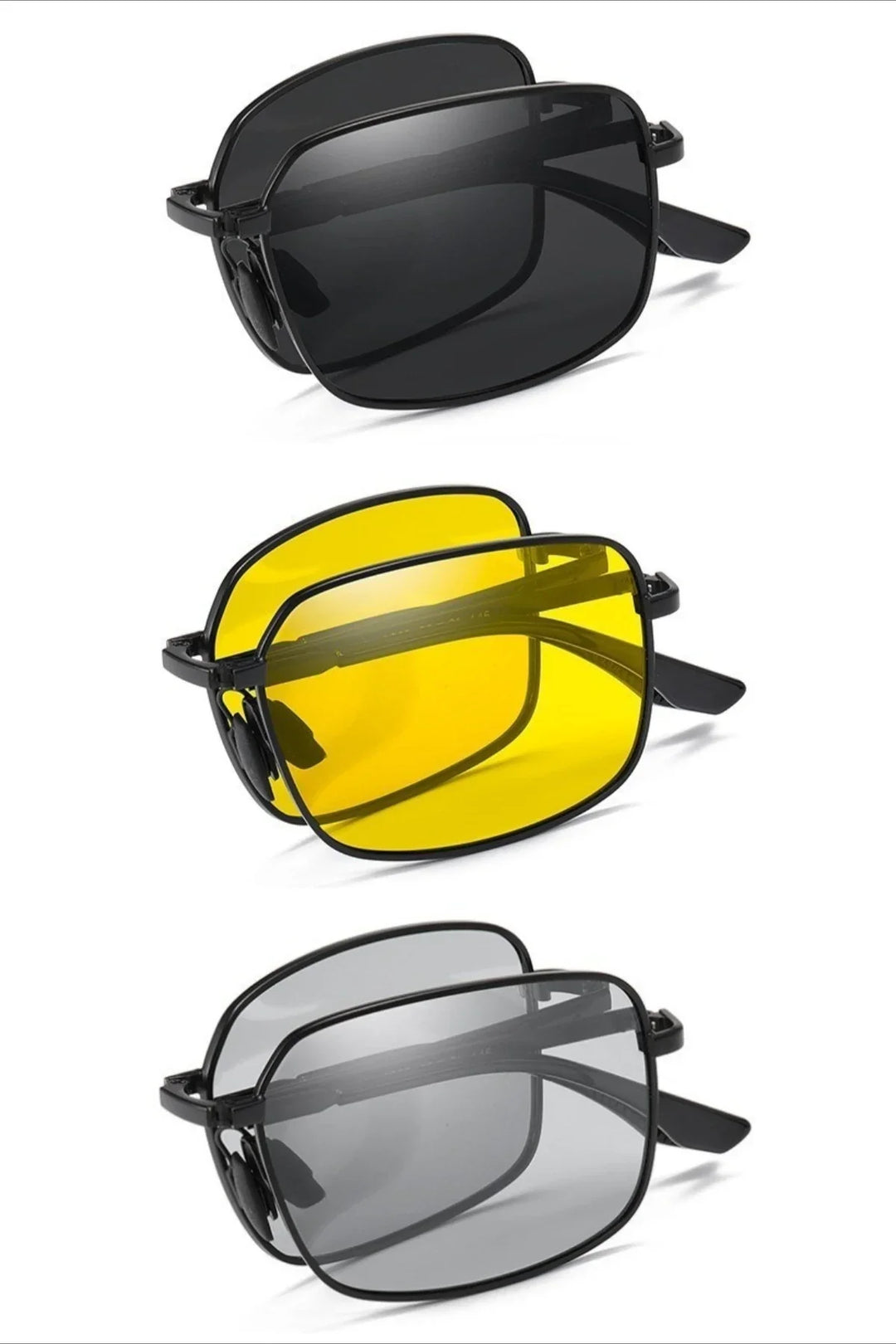 Polarized Folding Sunglasses 2 Pack Dual Use Driving Day Night color Changing Square Frame Spring 2026 Trend