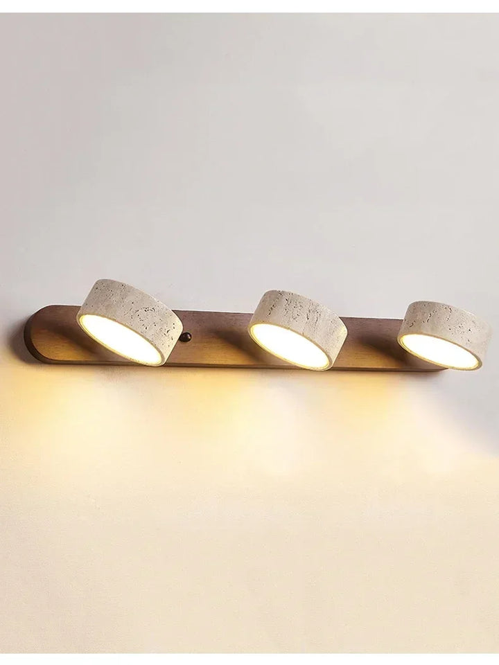 Japandi Wabi Sabi Round LED Wall Light With Mirror Bathroom